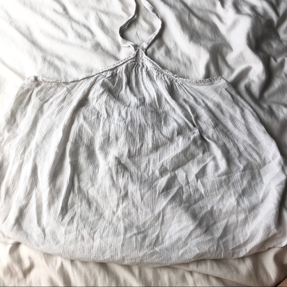 Abound L white crop top halter tank shirt summer Large Flowy boho chic tops